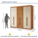 Ver imagem 4 de Guarda Roupa Casal 6 Portas 2 Ripadas 100% MDF Portugal 100% MDF Marrom/Cinamomo/Off White