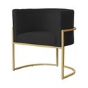 Ver imagem 3 de Kit 2 Poltrona Luana Suede Preto Base Dourada Luxo - Fm