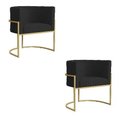 Ver imagem 1 de Kit 2 Poltrona Luana Suede Preto Base Dourada Luxo - Fm