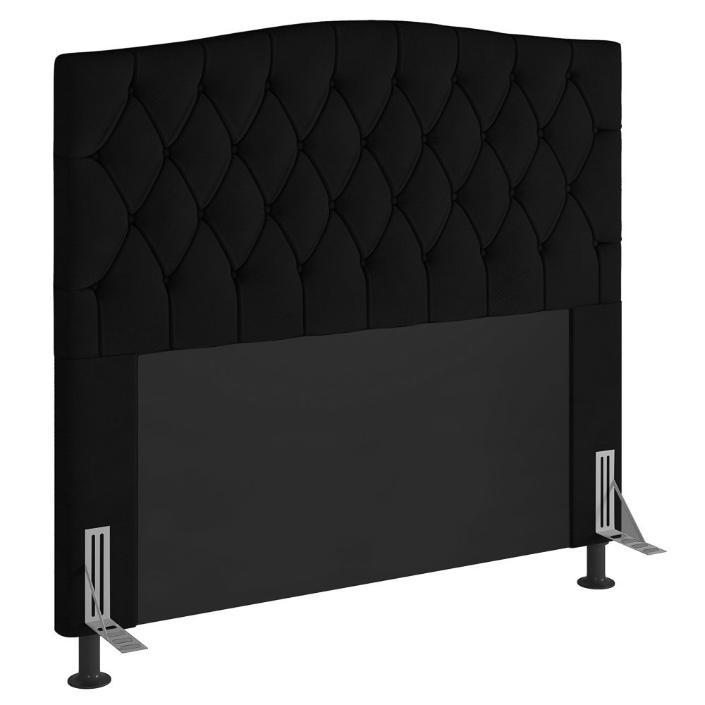 Cabeceira Cama Box Casal Itália 140 Cm Suede MV Estofados Italia Preto