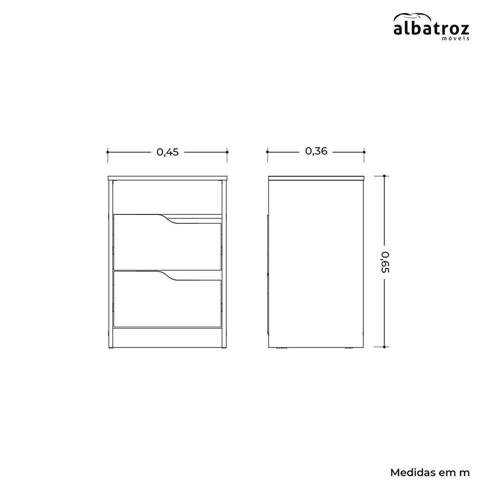 Mesa de Cabeceira Sole 2 Gavetas Flex Branco - Móveis Albatroz - 5