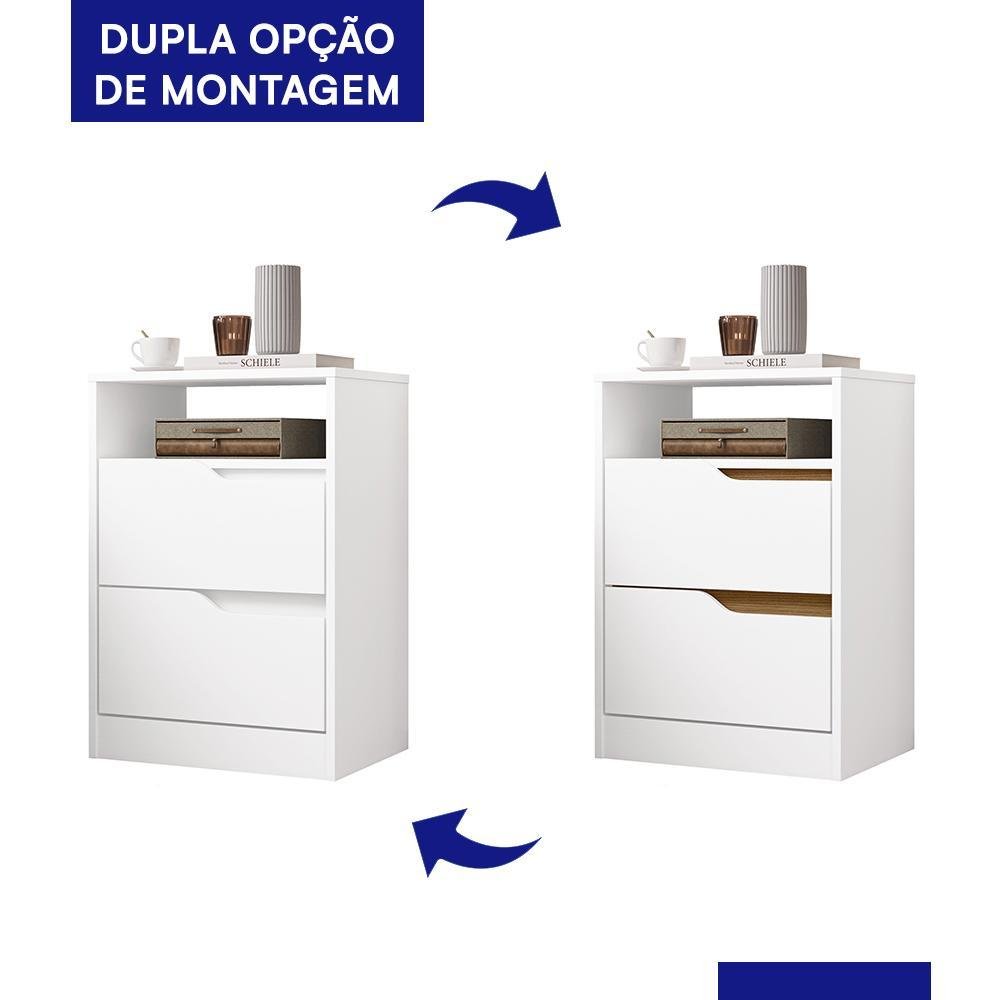 Mesa de Cabeceira Sole 2 Gavetas Flex Branco - Móveis Albatroz - 4