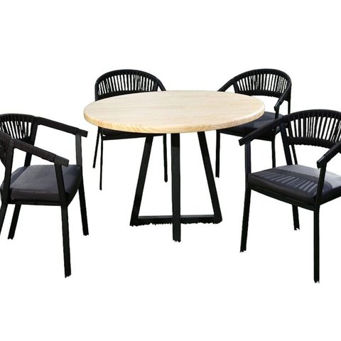 Conjunto de Mesa com 4 Cadeiras Itália Marrom/Preto