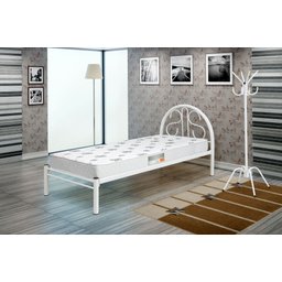 Cama Solteiro de Ferro Tubular Branca Estrado Pinus Marcheli - 1