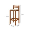 Ver imagem 2 de Kit 3 Banquetas Luxo Baixa Ibiza - Base em Madeira Maciça - Estofado em Linho