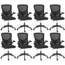 Ver imagem 1 de Kit 8 Cadeiras de Escritório Giratória Mônaco com Relax e Regulagem de Altura - All Black