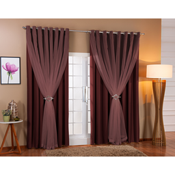 Cortina De Voil C/ Forro Blackout Tecido 3,00x2,20 Sala E Quarto Marrom - 1 Cortina De Voil C/ Forro Blackout Tecido 3,00x2,20 Sala E Quarto Marrom - 1