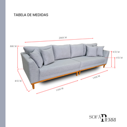 Sofá Pierri | Base de Madeira & Tecido Linho Deva | Bipartido | Medida 280cm | Deva 04 - 5