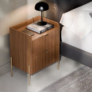 Mesa de Cabeceira Venus 45 Cinamomo com Base Dourado