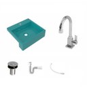 Ver imagem 2 de Kit Cuba XQ395 Torneira Luxo 1195 Metal Válvula Click 1 Polegada B Sifão PVC Flexível Compace