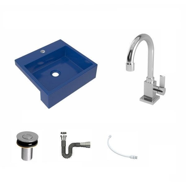 Kit Cuba XQ395 Torneira Luxo 1195 Metal Válvula Click 1 Polegada B Sifão Cromado Flexível Compace - 2