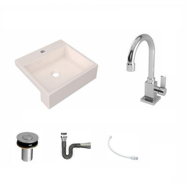 Kit Cuba XQ395 Torneira Luxo 1195 Metal Válvula Click 1 Polegada B Sifão Cromado Flexível Compace - 2
