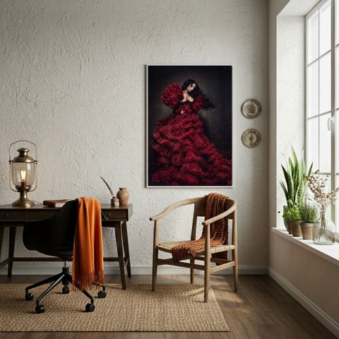 Quadro Decorativo Pomba Gira Sete Saias - 70x50cm:moldura Branca