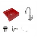 Ver imagem 2 de Kit Cuba XQ395 Torneira Luxo 1195 Metal Válvula Click 1 Polegada B Sifão Cromado Flexível Compace