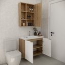 Ver imagem 5 de Conjunto de Banheiro com Cuba 80cm Vittare Marrom/Carvalho/Branco