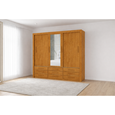 Guarda Roupa Espelho 3 Portas 9 Gavetas Imperium -grand Line
