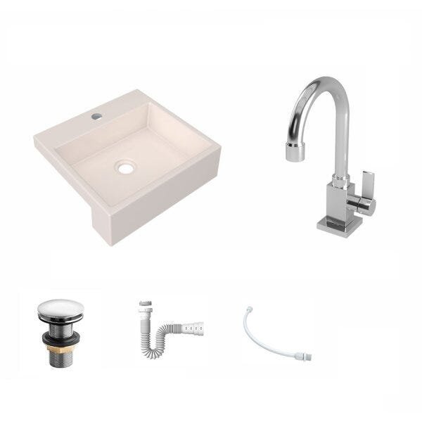 Kit Cuba XQ395 Torneira Luxo 1195 Metal Válvula Click 1 Polegada G Sifão PVC Flexível Compace - 2