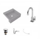 Ver imagem 2 de Kit Cuba XQ395 Torneira Luxo 1195 Metal Válvula Click 1 Polegada G Sifão PVC Flexível Compace