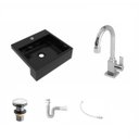 Ver imagem 2 de Kit Cuba XQ395 Torneira Luxo 1195 Metal Válvula Click 1 Polegada G Sifão PVC Flexível Compace