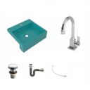 Ver imagem 2 de Kit Cuba XQ395 Torneira Luxo 1195 Metal Válvula Click 1 Polegada G Sifão Cromado Flexível Compace