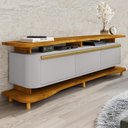 Ver imagem 2 de Rack Bancada Tv 75 Pol 180 Cm Guarapari Naturalle Off White Bechara