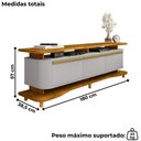 Ver imagem 3 de Rack Bancada Tv 75 Pol 180 Cm Guarapari Naturalle Off White Bechara