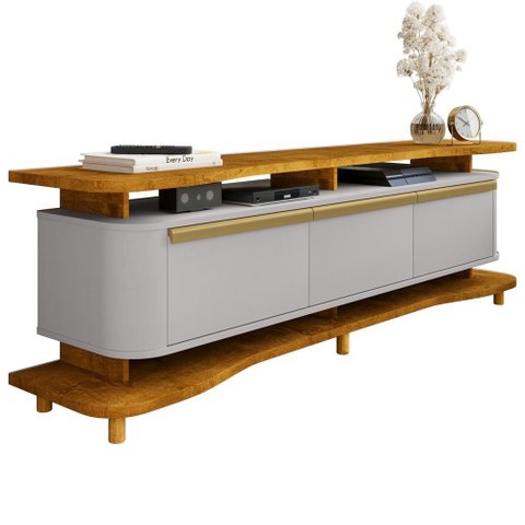 Rack Bancada Tv 75 Pol 180 Cm Guarapari Naturalle Off White Bechara