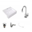 Ver imagem 2 de Kit Cuba XQ395 Torneira Luxo 1195 Metal Válvula Click 1 Polegada G Sifão Cromado Flexível Compace