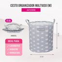 Ver imagem 5 de Kit 3 Cestos Multiuso Tecido 43l, 25l e 23l Cinza Riscas