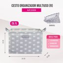 Ver imagem 3 de Kit 3 Cestos Multiuso Tecido 43l, 25l e 23l Cinza Riscas