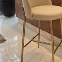 Ver imagem 4 de Banqueta Decorativa Sala Jantar Ayla Base Gold Linho Bege - Montanaris Decor