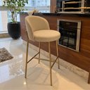 Ver imagem 1 de Banqueta Decorativa Sala Jantar Ayla Base Gold Linho Bege - Montanaris Decor
