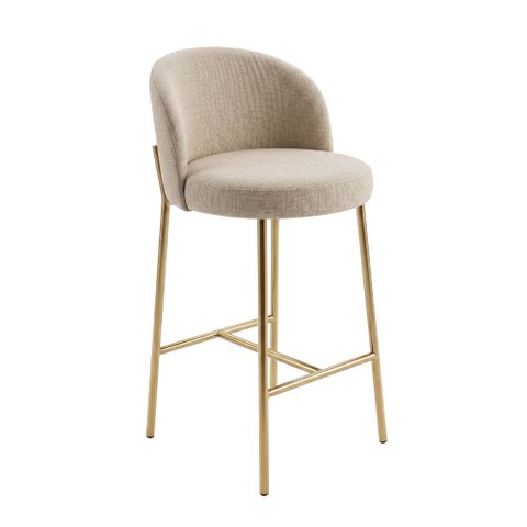 Banqueta Decorativa Sala Jantar Ayla Base Gold Linho Bege - Montanaris Decor