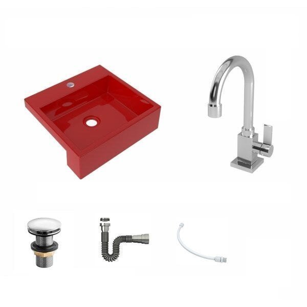 Kit Cuba XQ395 com Torneira Luxo 1195 e Válvula Click 1 1/2 com Sifão Cromado e Flexível Compace - 2