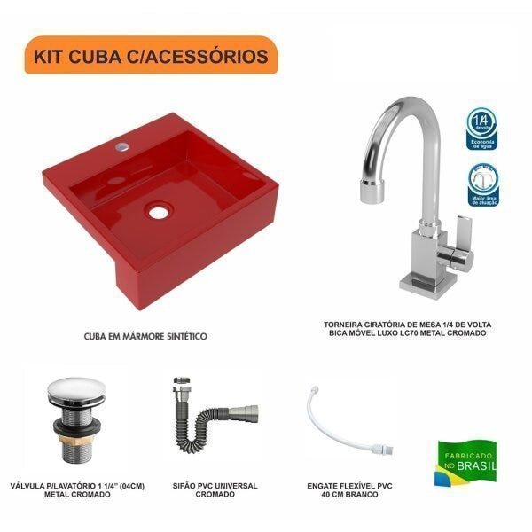 Kit Cuba XQ395 com Torneira Luxo 1195 e Válvula Click 1 1/2 com Sifão Cromado e Flexível Compace - 3