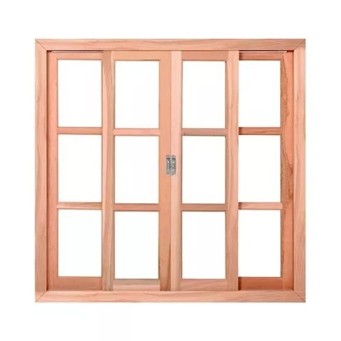 Janela Vitrô de Correr 100x120 Cx13 Modelo Quadriculado