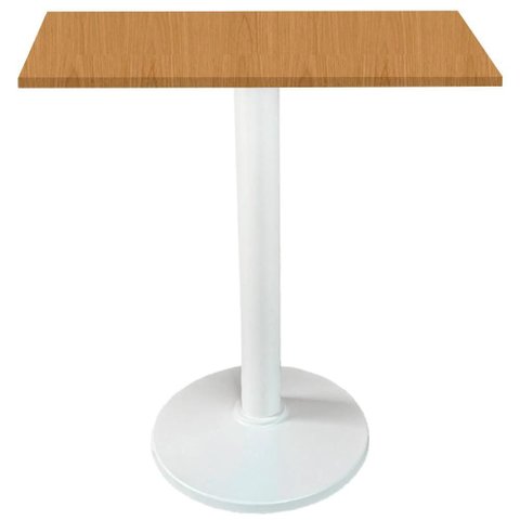 Mesa Zeta Ferro Branco 75 Cm Alt Disco Redondo Tampo Mdp Quadrado 80 Cm Larg X 2,5 Cm Alt Samba