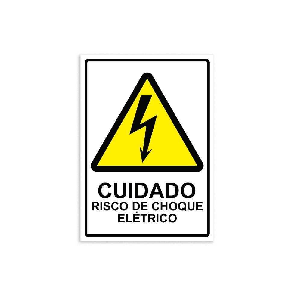 Placa de Sinalização Cuidado Risco de Choque Elétrico - 1