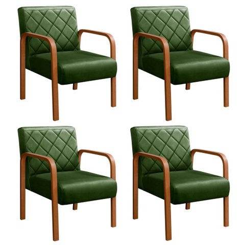 Kit 4 Poltronas Lara Cor:Veludo Verde 270