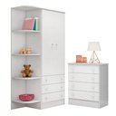 Ver imagem 1 de Conjunto Guarda Roupa e Cômoda Parma 2 Portas 4 Gavetas Branco Qmovi
