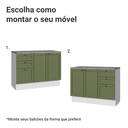 Ver imagem 5 de Conjunto Gabinete para Banheiro 110cm 3 Gavetas 3 Portas Branco/Verde Vik Madesa 01