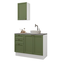 Ver imagem 2 de Conjunto Gabinete para Banheiro 110cm 3 Gavetas 3 Portas Branco/Verde Vik Madesa 01
