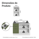 Ver imagem 3 de Conjunto Gabinete para Banheiro 110cm 3 Gavetas 3 Portas Branco/Verde Vik Madesa 01