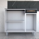Ver imagem 6 de Armário de Cozinha em Aço Steel com Tampo 3 Portas 1 Gaveta Branco/preto - Panorama Móveis