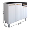 Ver imagem 4 de Armário de Cozinha em Aço Steel com Tampo 3 Portas 1 Gaveta Branco/preto - Panorama Móveis