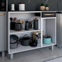 Ver imagem 2 de Armário de Cozinha em Aço Steel com Tampo 3 Portas 1 Gaveta Branco/preto - Panorama Móveis