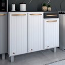Ver imagem 1 de Armário de Cozinha em Aço Steel com Tampo 3 Portas 1 Gaveta Branco/preto - Panorama Móveis