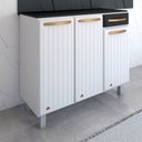Ver imagem 5 de Armário de Cozinha em Aço Steel com Tampo 3 Portas 1 Gaveta Branco/preto - Panorama Móveis