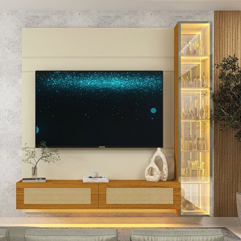 Home para TV até 65 Polegadas com LED 191,2cm x 217,6cm 100% MDF Luminare/Native