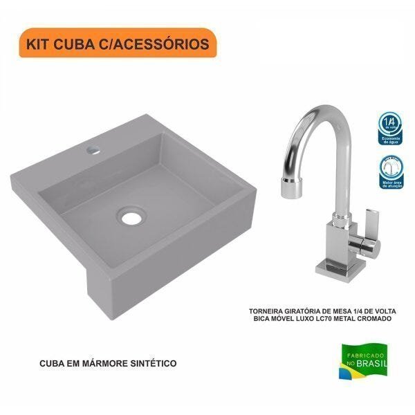 Kit Cuba XQ395 Torneira Luxo 1195 Metal 1/4 Volta Compace - 3
